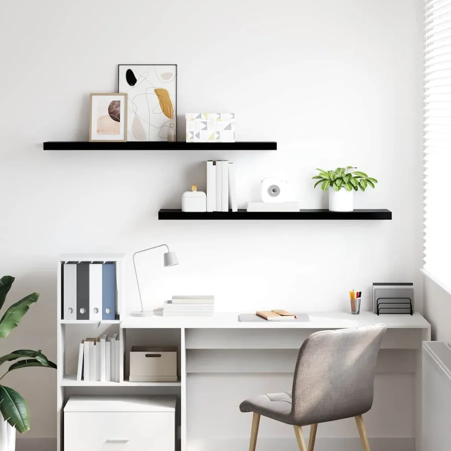 Étagère murale flottante 2 pcs Noir brillant 120x23,5x3,8cm MDF - 3