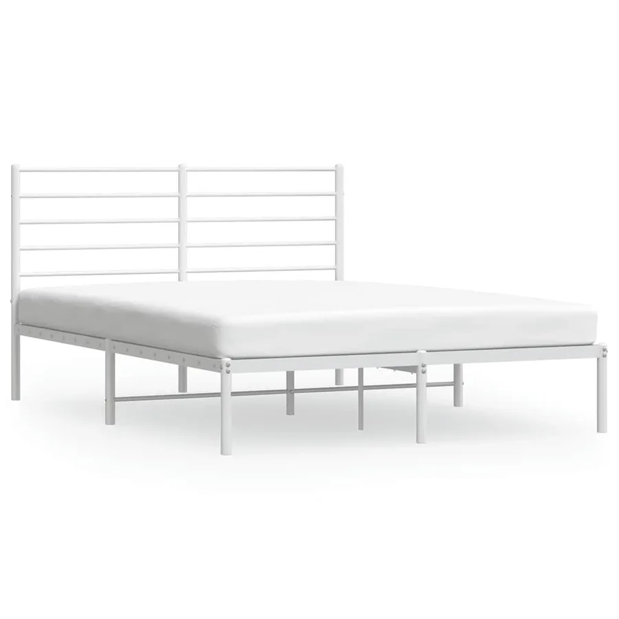 Cadre de lit métal sans matelas et tête de lit blanc 120x200 cm - 2