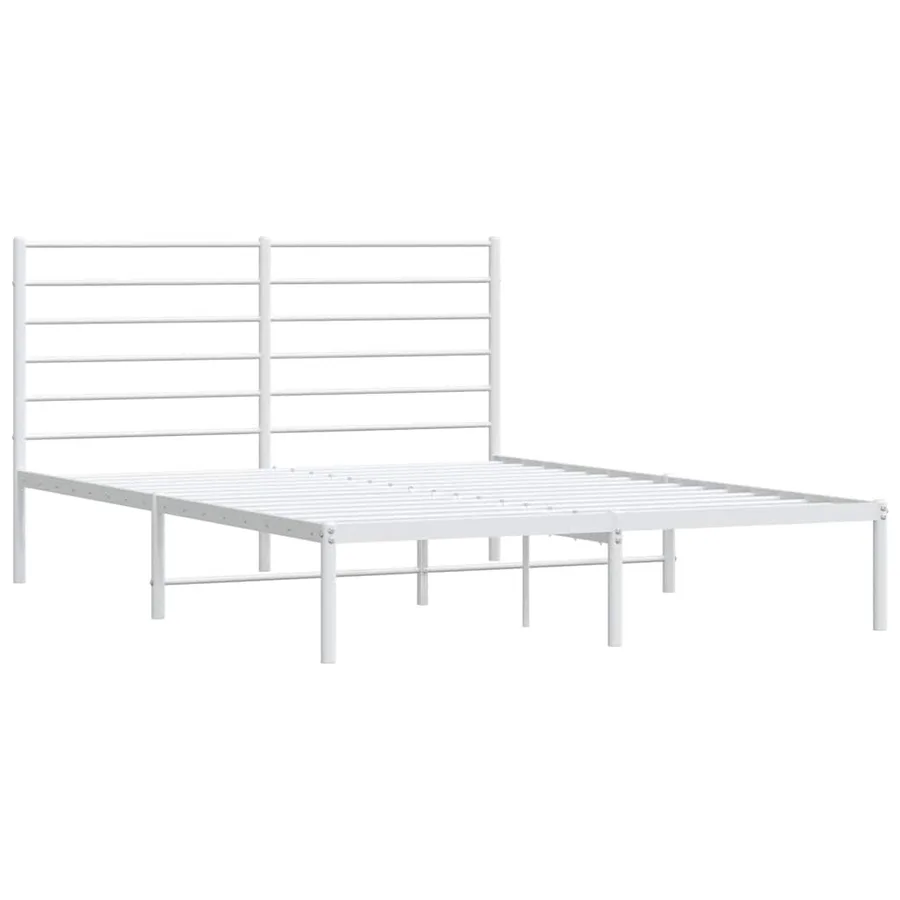 Cadre de lit métal sans matelas et tête de lit blanc 120x200 cm - 3