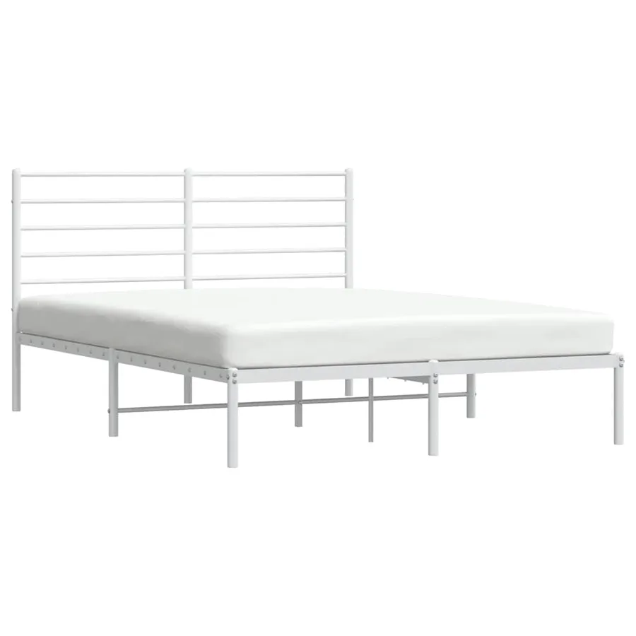 Cadre de lit métal sans matelas et tête de lit blanc 120x200 cm - 5