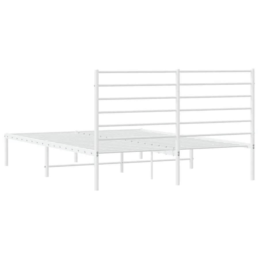 Cadre de lit métal sans matelas et tête de lit blanc 120x200 cm - 8