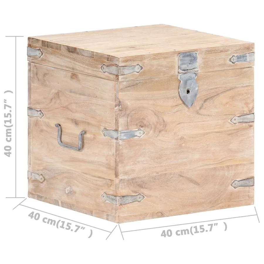Coffre 40x40x40 cm Bois d'acacia solide - 8