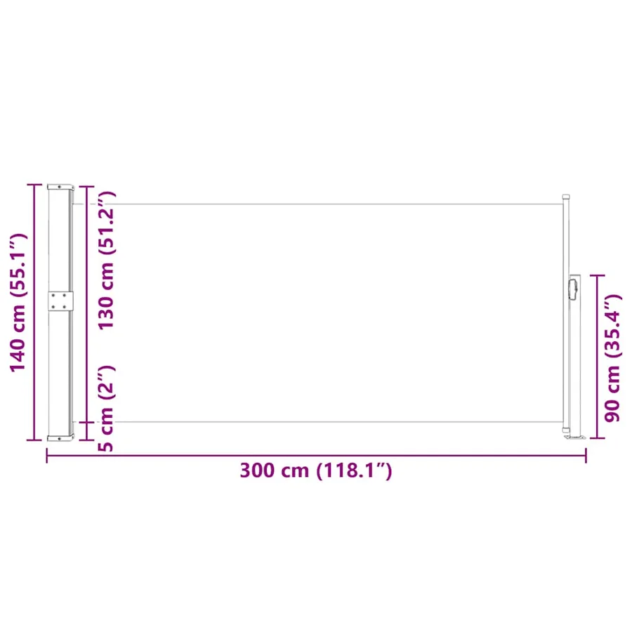 Auvent latéral rétractable 140 x 300 cm Marron - 12