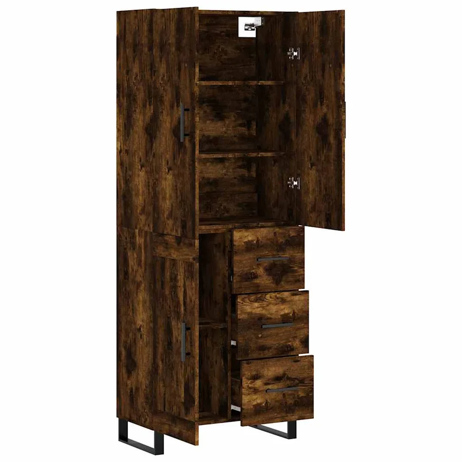 Buffet haut Chêne fumé 69,5x34x180 cm Bois d'ingénierie - 4