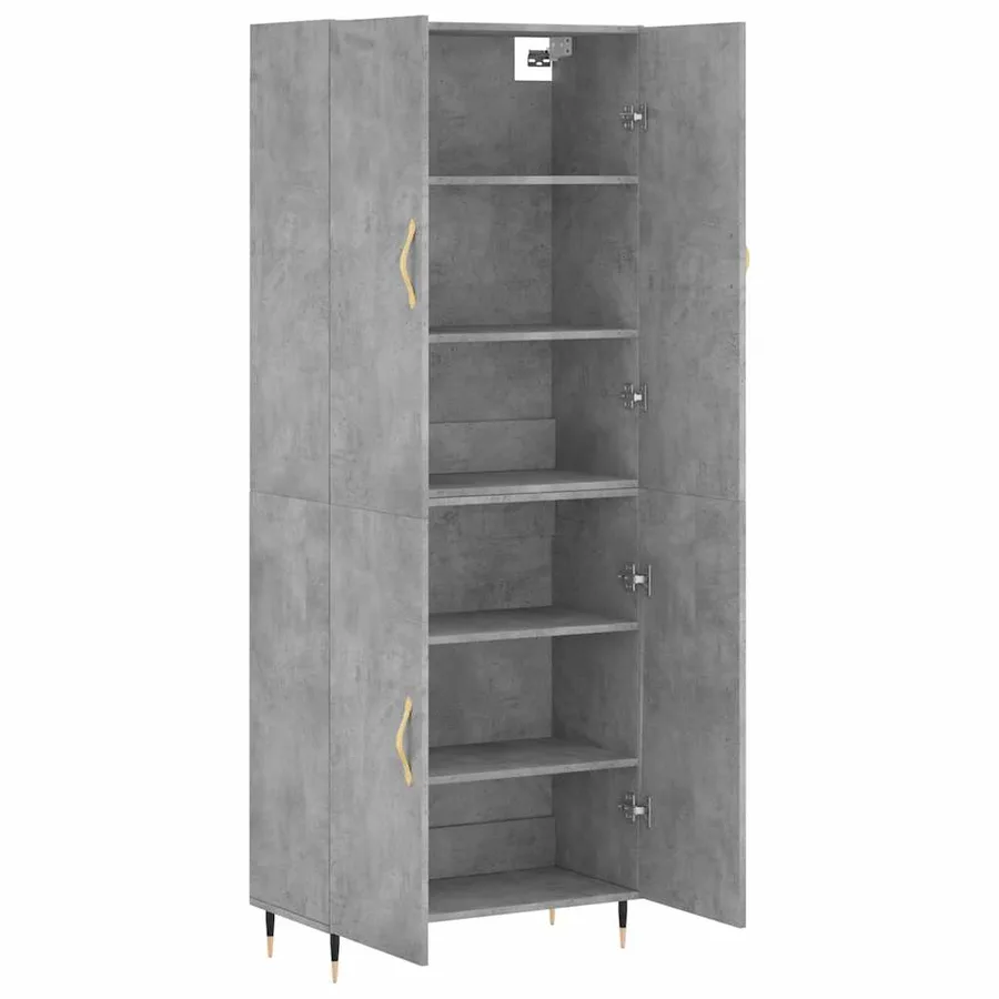 Buffet haut Gris béton 69,5x34x180 cm Bois d'ingénierie - 3