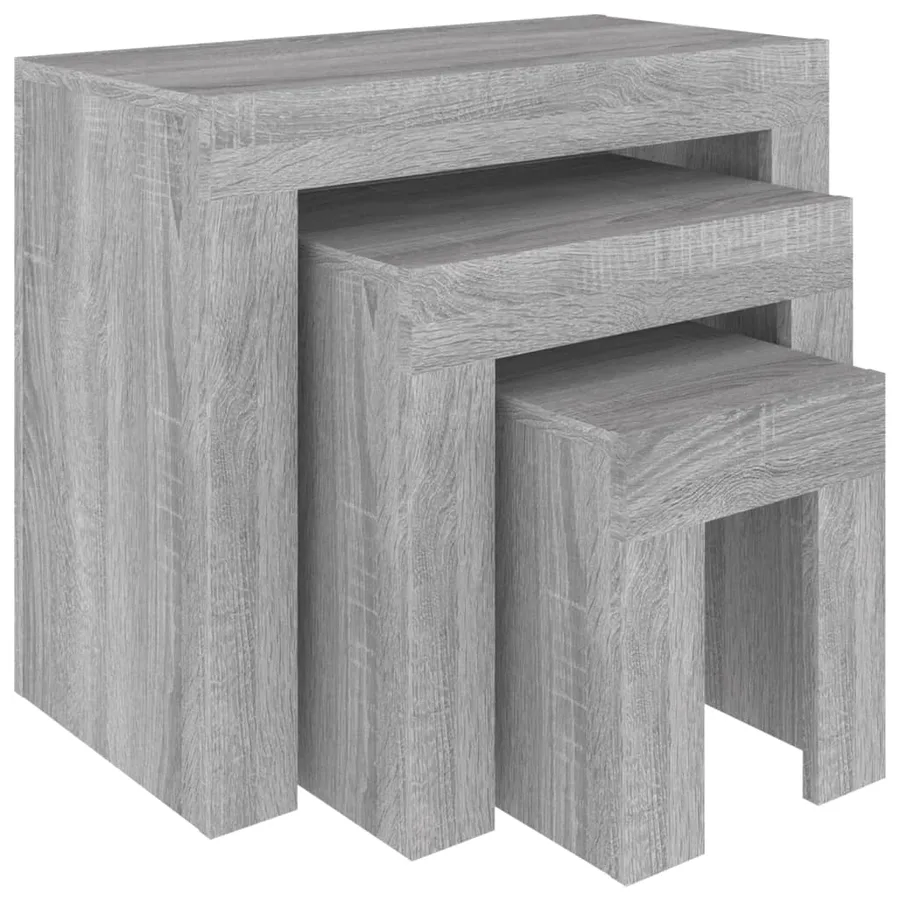Tables basses gigognes 3 pcs sonoma gris bois d'ingénierie - 2