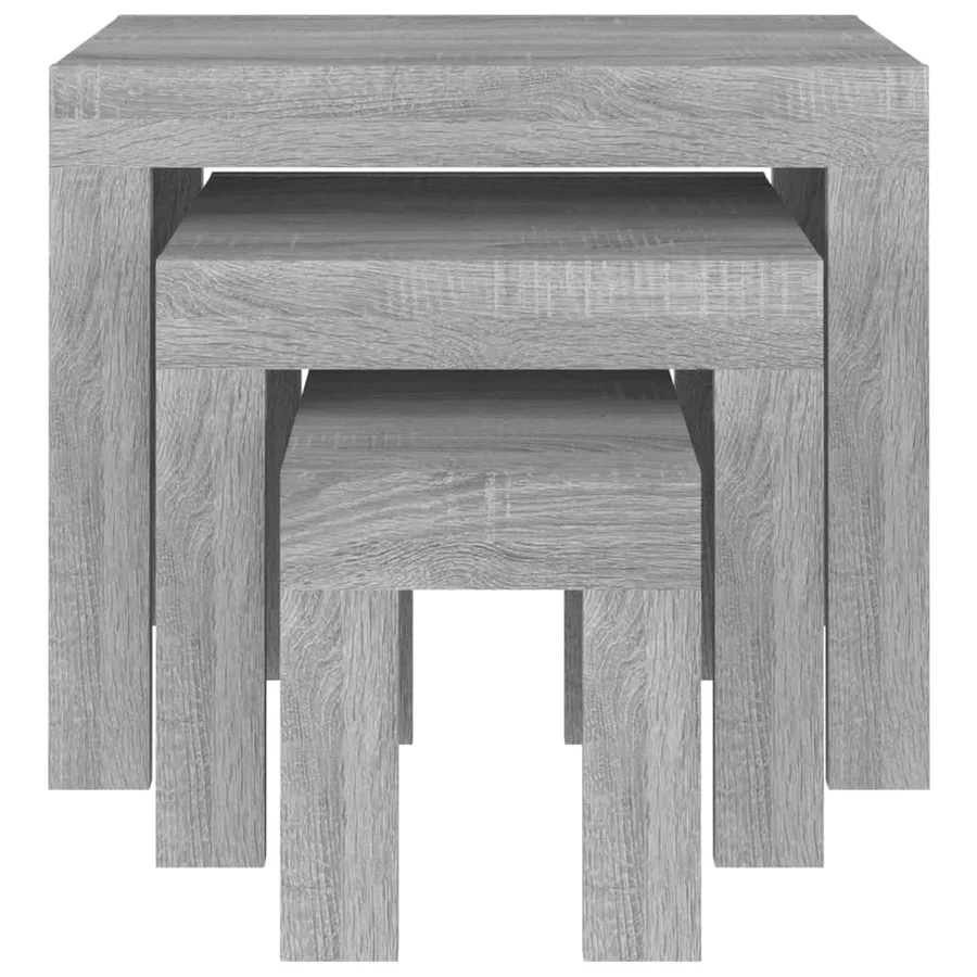 Tables basses gigognes 3 pcs sonoma gris bois d'ingénierie - 4