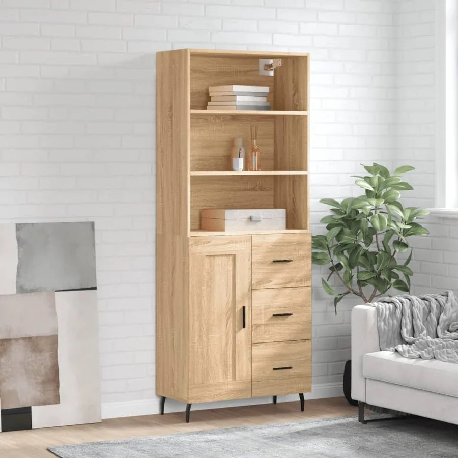 Buffet haut Chêne sonoma 69,5x34x180 cm Bois d'ingénierie