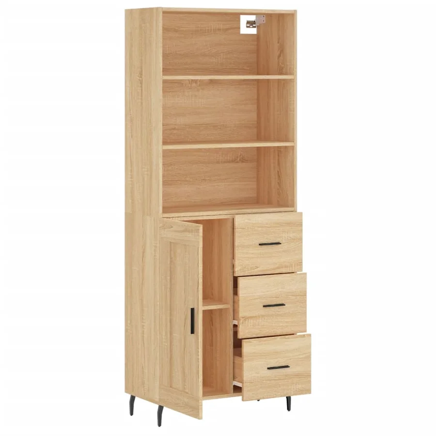 Buffet haut Chêne sonoma 69,5x34x180 cm Bois d'ingénierie - 4
