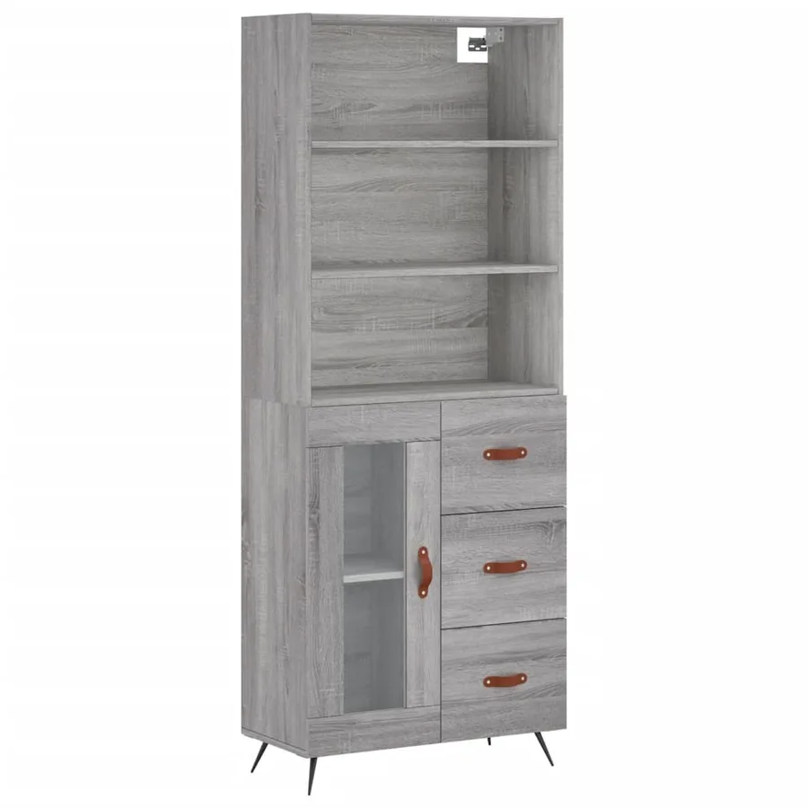 Buffet haut Sonoma gris 69,5x34x180 cm Bois d'ingénierie - 2