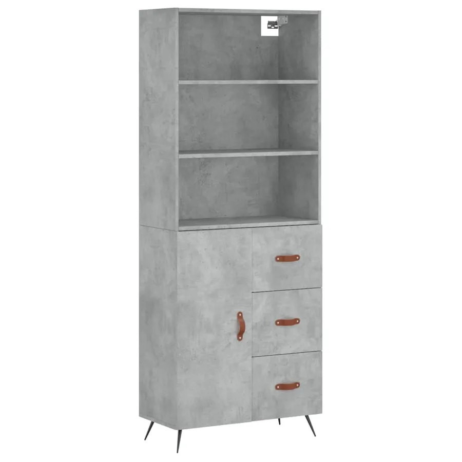 Buffet haut Gris béton 69,5x34x180 cm Bois d'ingénierie - 2