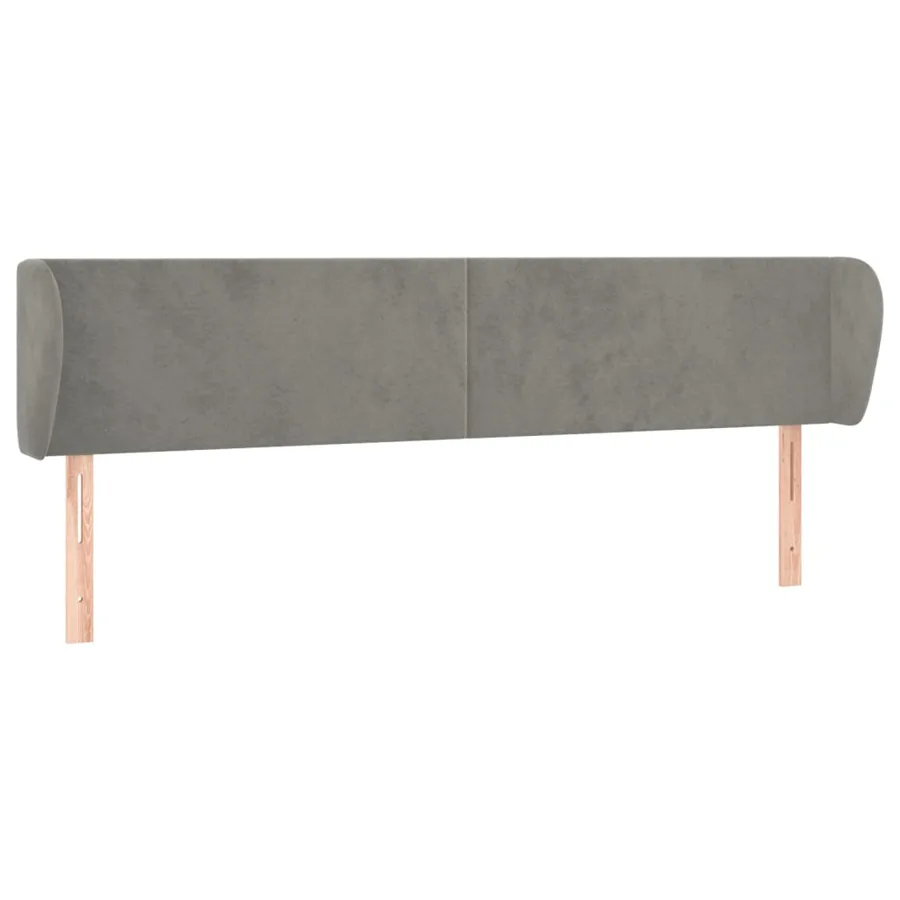 Tête de lit avec oreilles Gris clair 203x23x78/88 cm Velours - 2