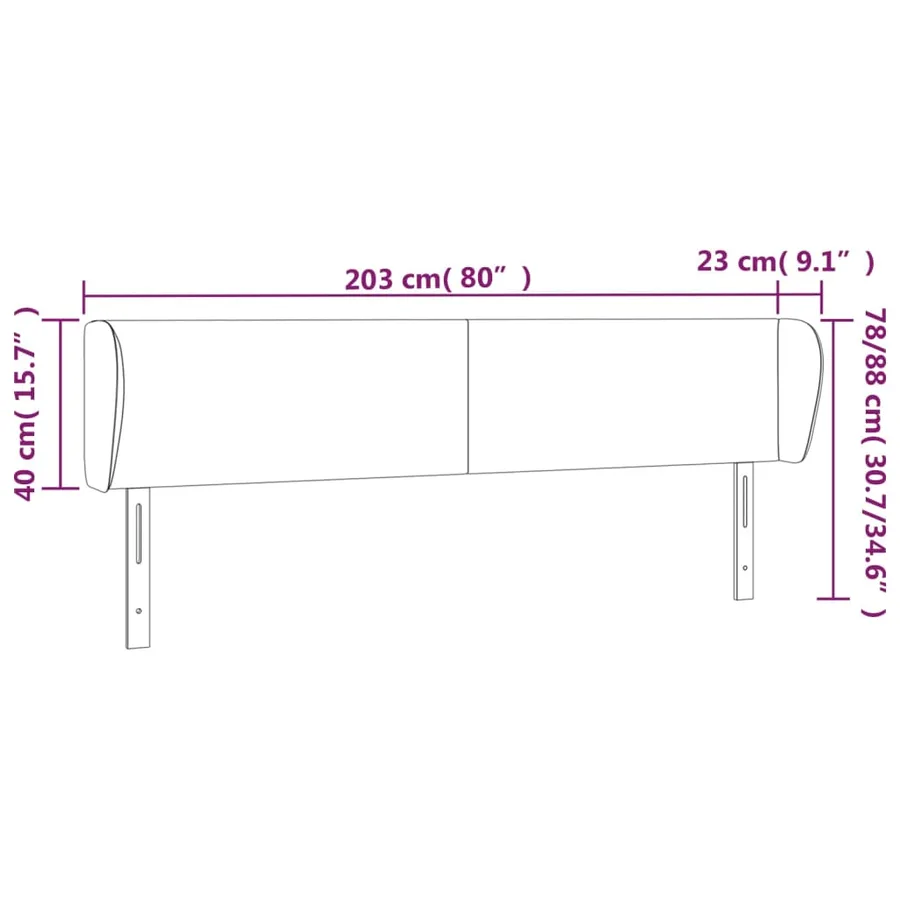 Tête de lit avec oreilles Gris clair 203x23x78/88 cm Velours - 9