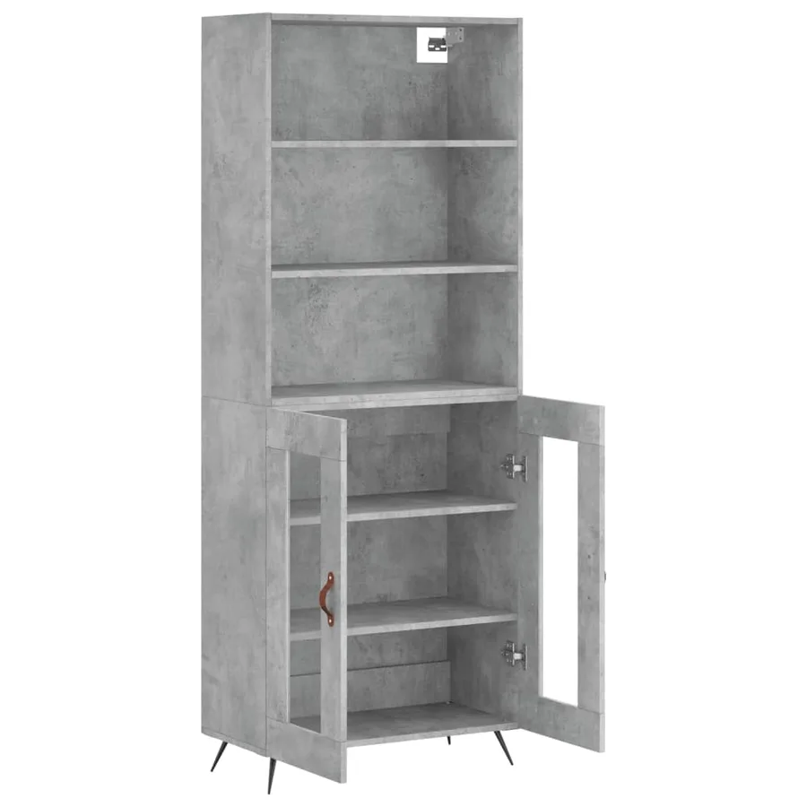 Buffet haut Gris béton 69,5x34x180 cm Bois d'ingénierie - 3
