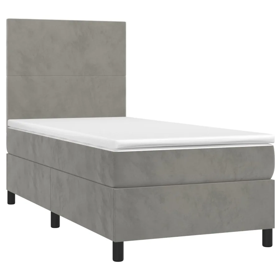 Sommier à lattes de lit et matelas Gris clair 100x200cm Velours - 3