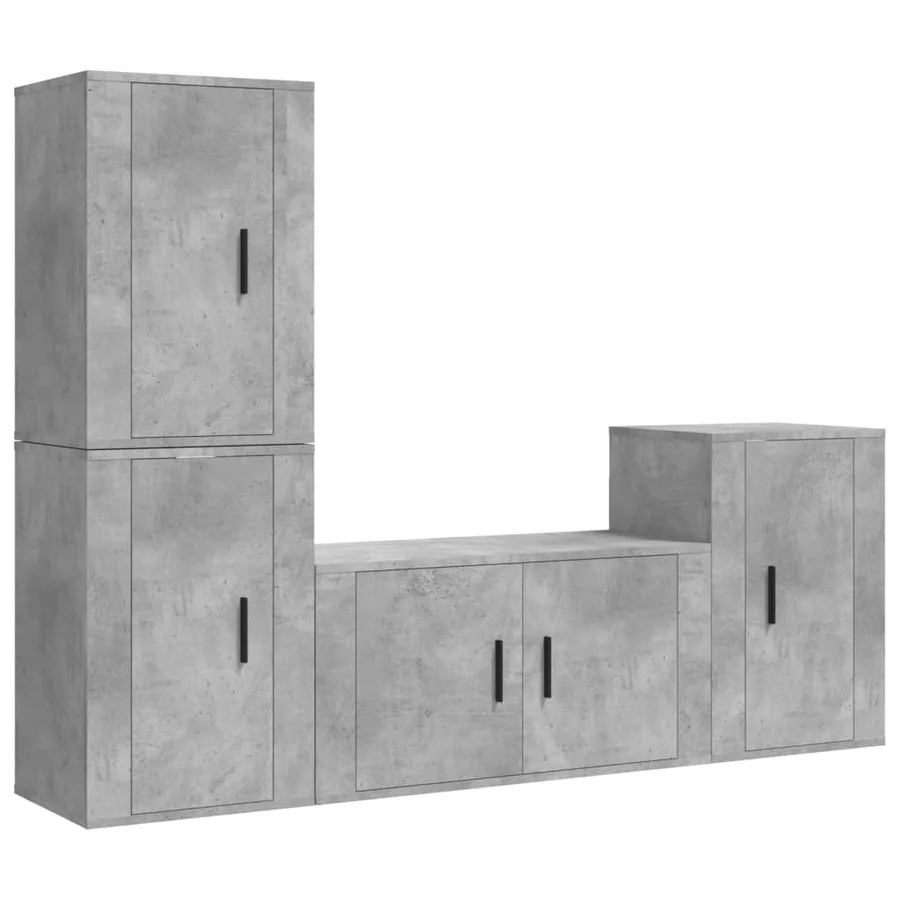 Ensemble de meubles TV 4 pcs Gris béton Bois d'ingénierie - 2