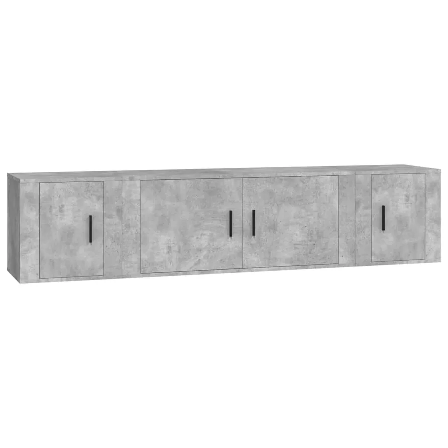 Ensemble de meubles TV 3 pcs Gris béton Bois d'ingénierie - 2