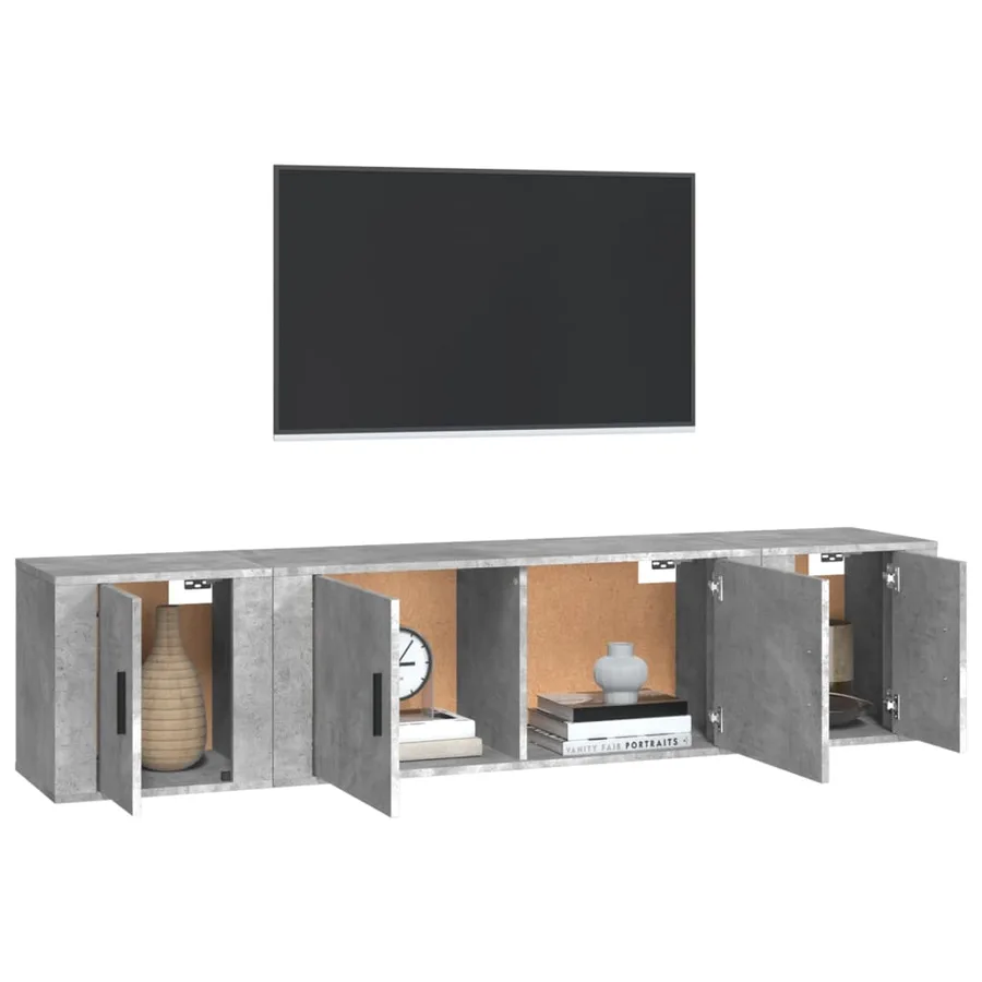 Ensemble de meubles TV 3 pcs Gris béton Bois d'ingénierie - 3