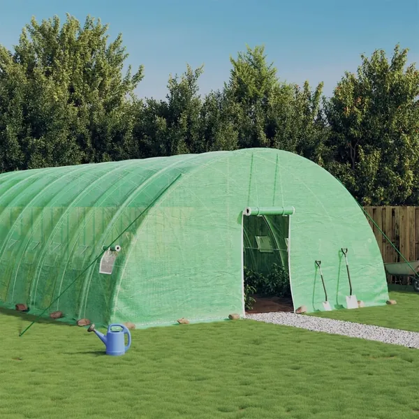 Serre avec cadre en acier vert 72 m² 12x6x2,85 m