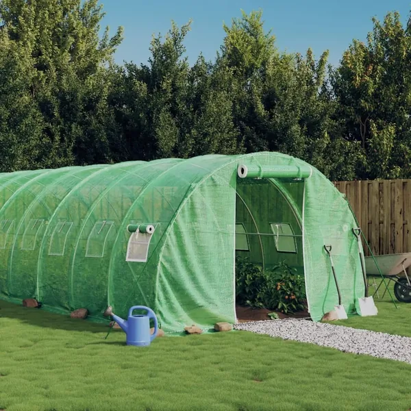 Serre avec cadre en acier vert 60 m² 20x3x2 m