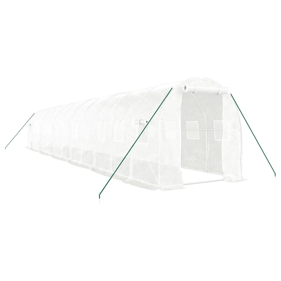 Serre avec cadre en acier blanc 24 m² 12x2x2 m - 2