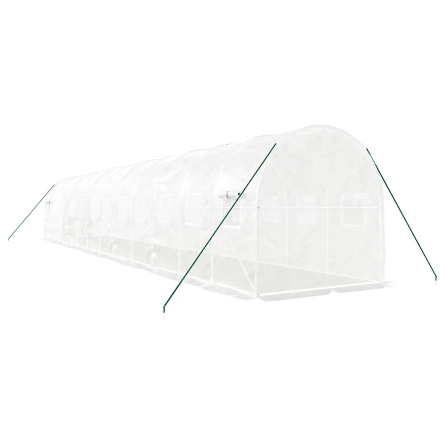 Serre avec cadre en acier blanc 24 m² 12x2x2 m - 6