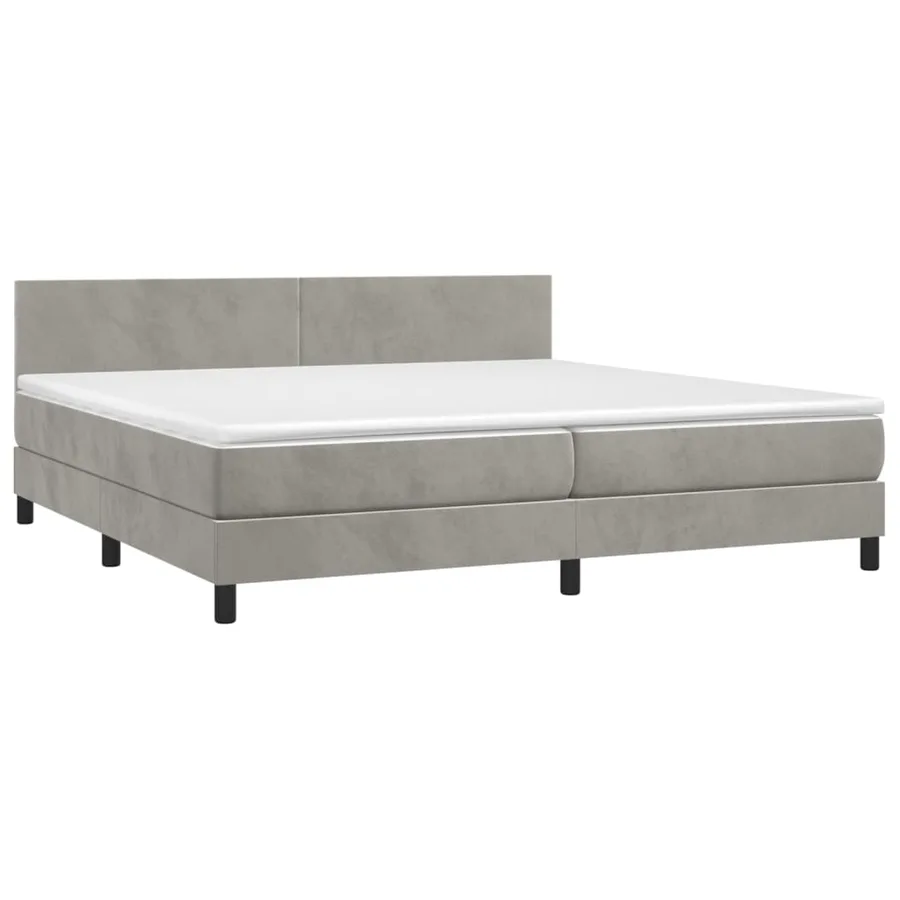 Sommier à lattes de lit avec matelas LED Gris clair 200x200 cm - 4