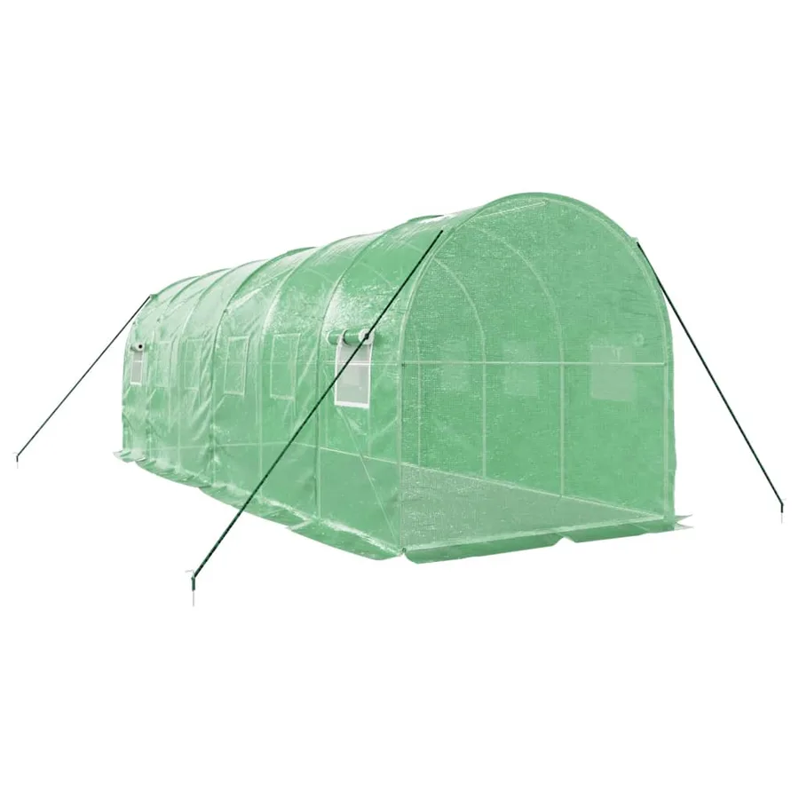 Serre avec cadre en acier vert 12 m² 6x2x2 m - 6