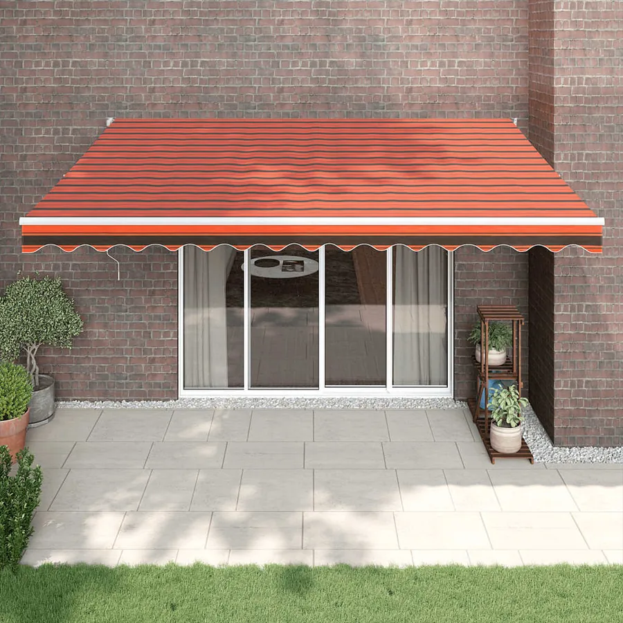 Auvent rétractable orange et marron 4x3 m tissu et aluminium
