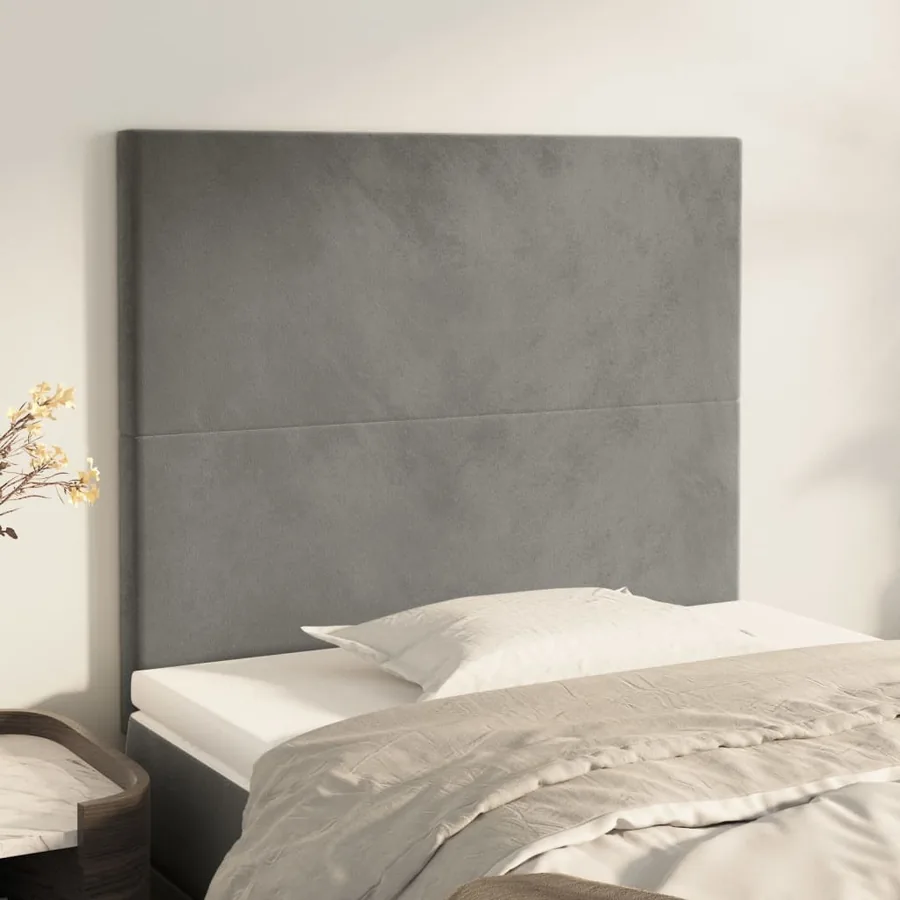 Tête de lit Gris clair 100x5x118/128 cm Velours