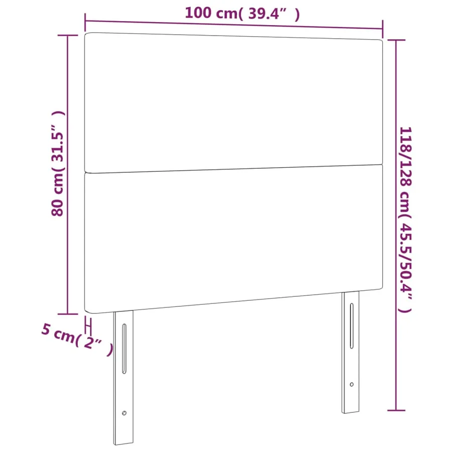 Tête de lit Gris clair 100x5x118/128 cm Velours - 8