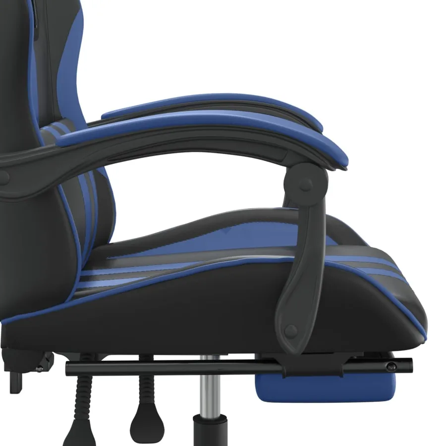 Chaise de jeu avec repose-pied Noir et bleu Similicuir - 11