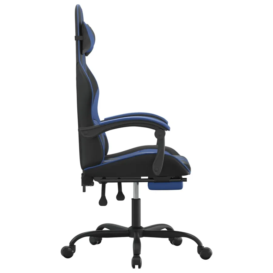Chaise de jeu avec repose-pied Noir et bleu Similicuir - 4