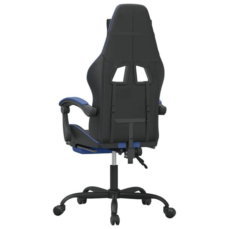 Chaise de jeu avec repose-pied Noir et bleu Similicuir - 5