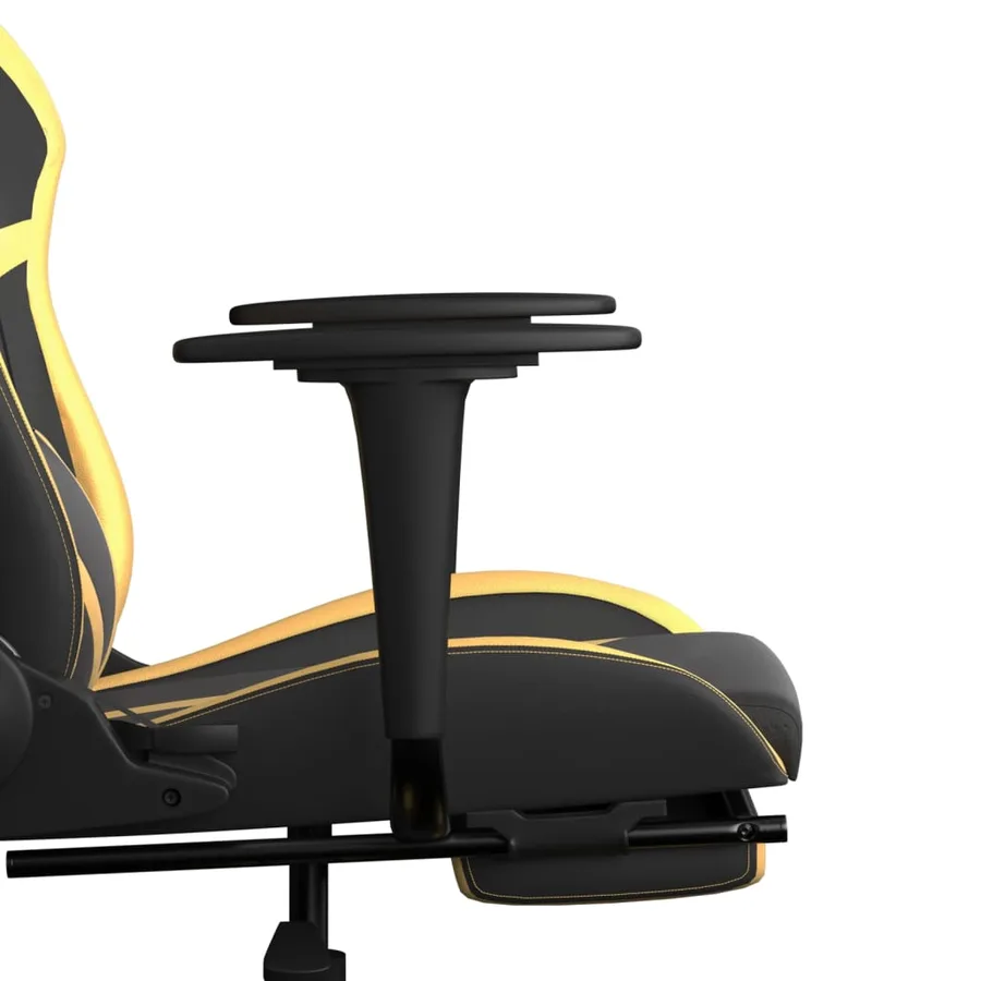 Chaise de jeu avec repose-pied Noir et doré Similicuir - 11