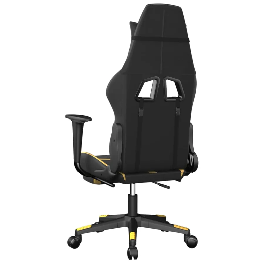 Chaise de jeu avec repose-pied Noir et doré Similicuir - 5