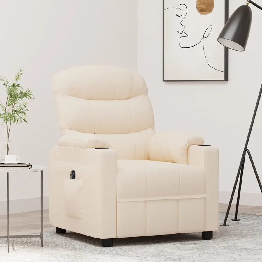 Fauteuil inclinable électrique Crème Tissu