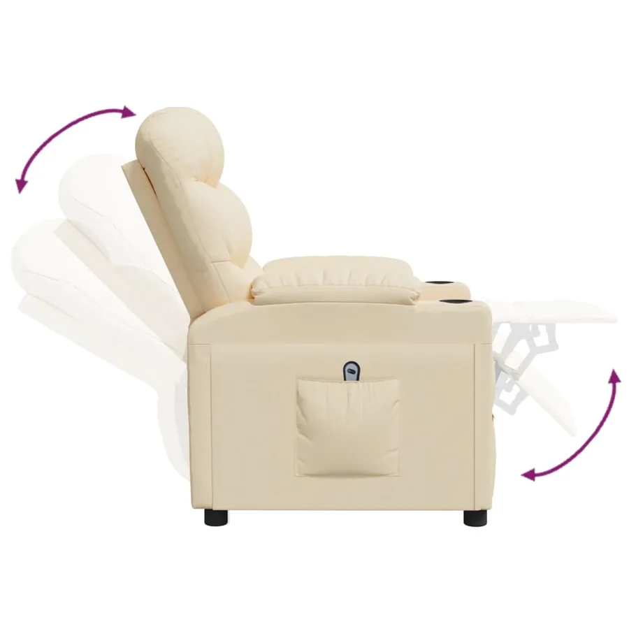 Fauteuil inclinable électrique Crème Tissu - 7