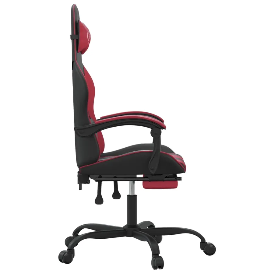 Chaise de jeu pivotante repose-pied Noir bordeaux Similicuir - 4