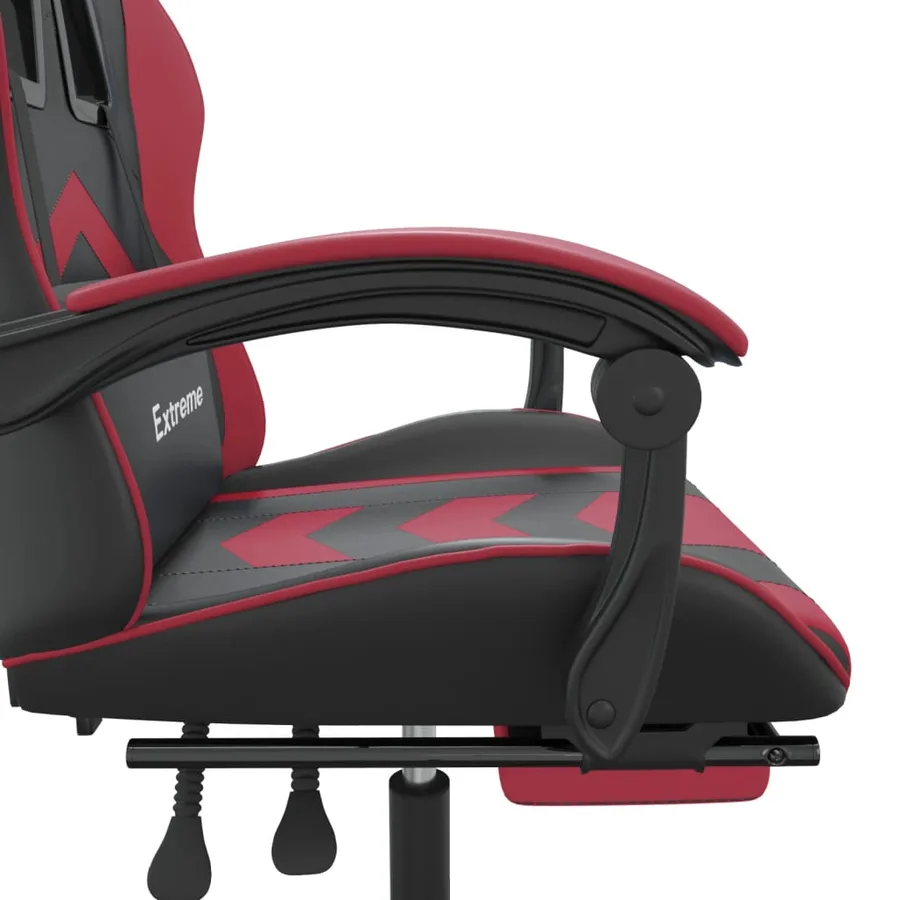 Chaise de jeu pivotante repose-pied Noir bordeaux Similicuir - 8