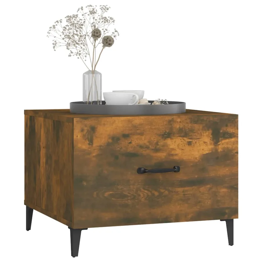 Table basse avec pieds en métal Chêne fumé 50x50x40 cm - 4