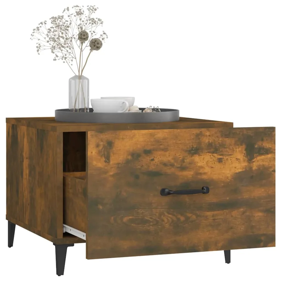 Table basse avec pieds en métal Chêne fumé 50x50x40 cm - 5
