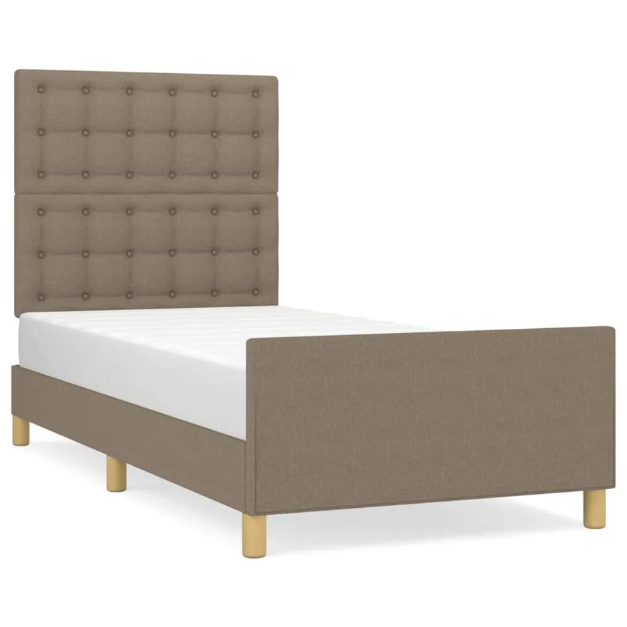 Cadre de lit sans matelas avec tête de lit taupe 90x190cm tissu - 2