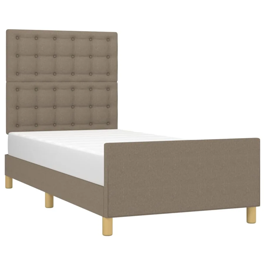 Cadre de lit sans matelas avec tête de lit taupe 90x190cm tissu - 3