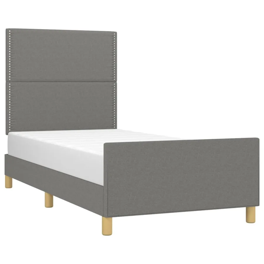 Cadre de lit sans matelas gris foncé 90x190 cm tissu - 3
