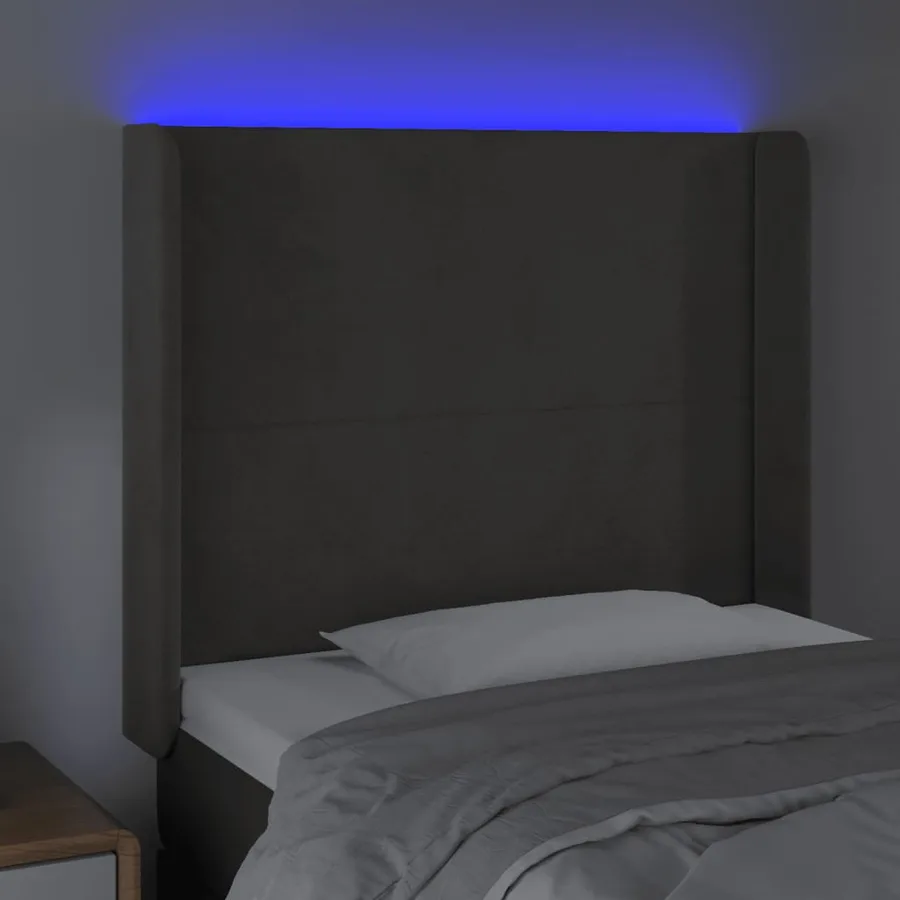 Tête de lit à LED Gris foncé 103x16x118/128 cm Velours - 4