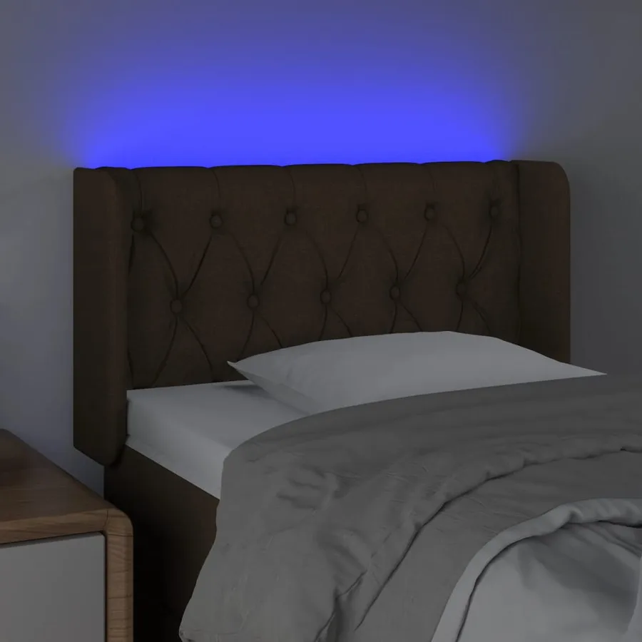 Tête de lit à LED Marron foncé 83x16x78/88 cm Tissu - 4