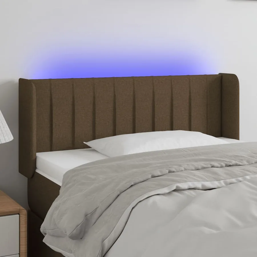 Tête de lit à LED Marron foncé 83x16x78/88 cm Tissu