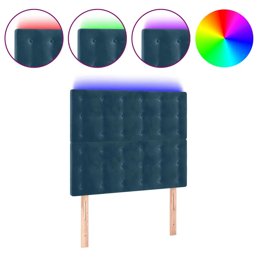 Tête de lit à LED Bleu foncé 100x5x118/128 cm Velours - 2