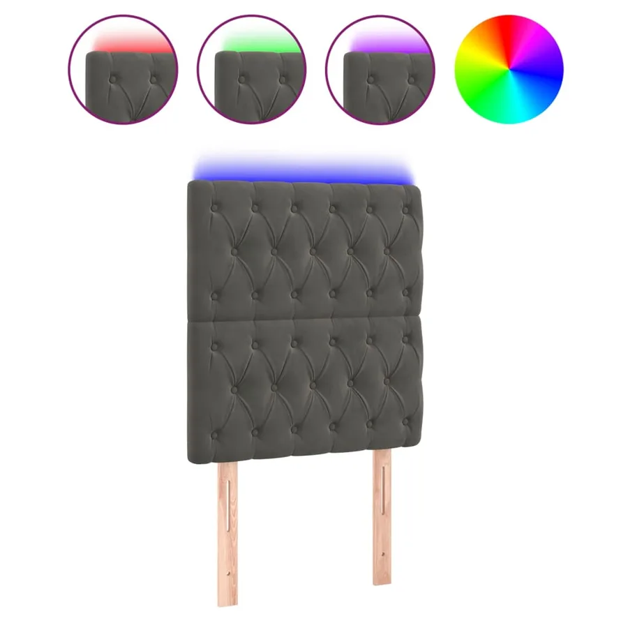 Tête de lit à LED Gris foncé 80x7x118/128 cm Velours - 2